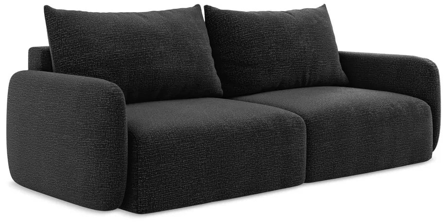 Czarna rozkładana/ze schowkiem sofa 238 cm Kalena – Makamii
