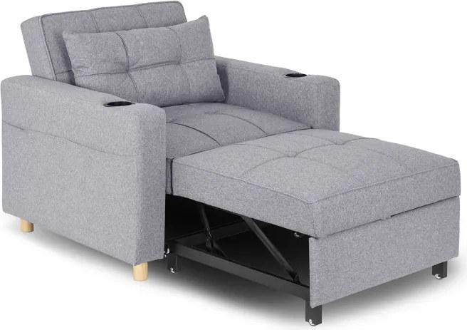 Fotel do Spania SOLOR Rozkładany Amerykanka Szary Nowoczesny