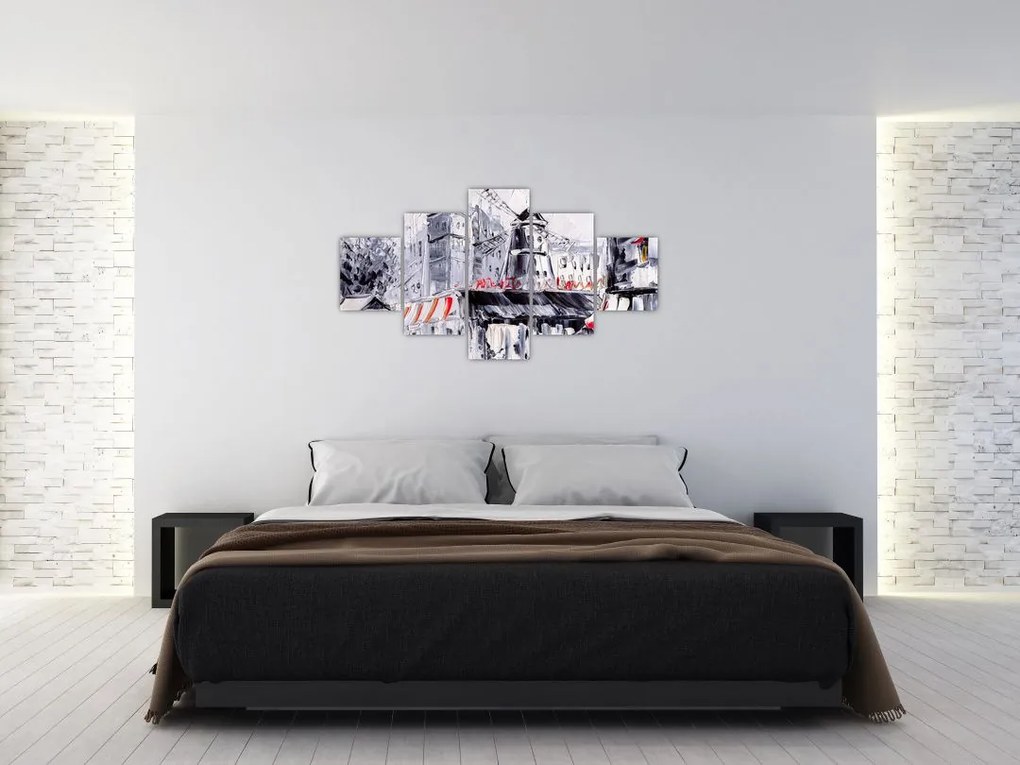 Obraz - Ulica w Paryżu, obraz olejny (125x70 cm)