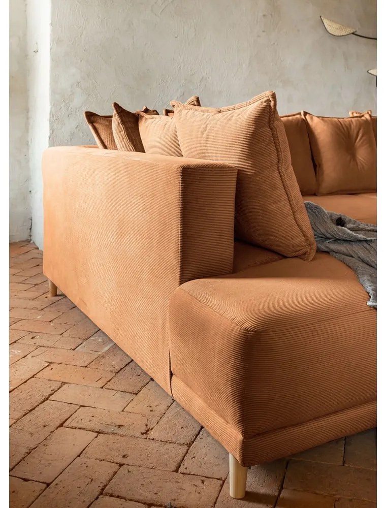 Ceglasty sztruksowy rozkładany narożnik (lewostronny) Lazy Lukka – Miuform