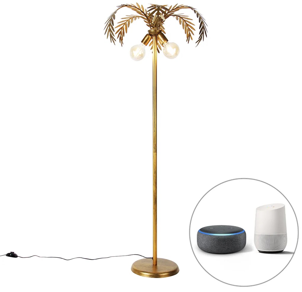 Inteligentna lampa stojąca złota 156 cm z 2 żarówkami WiFi G95 - Botanica Retro Oswietlenie wewnetrzne