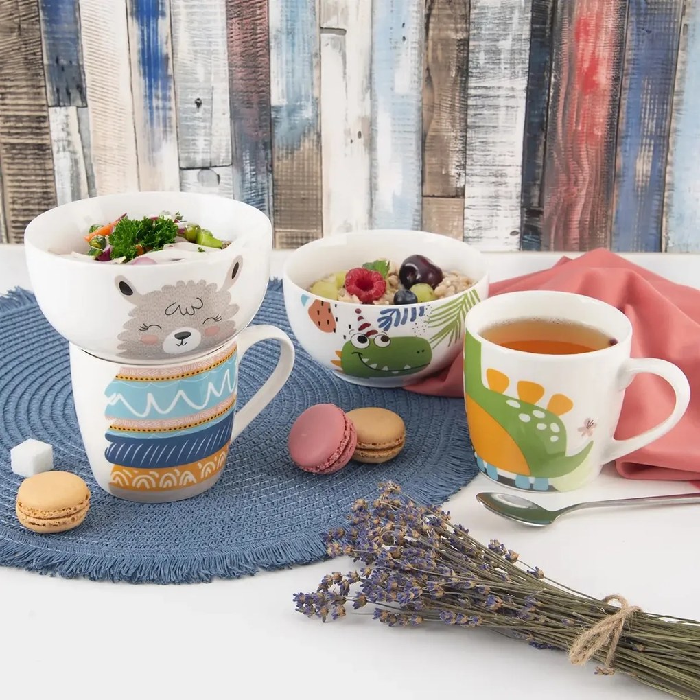Orion Porcelanowy kubek z miseczką Dino, 0,35 l