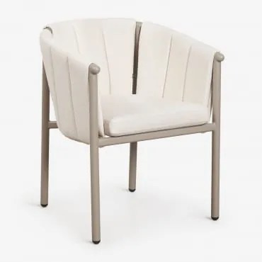 Zestaw 4 Krzeseł Ogrodowych Z Podłokietnikami Z Bouclé I Aluminium Boleni Moka Brown - Sklum