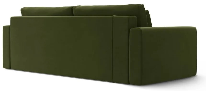 Zielona aksamitna rozkładana sofa ze schowkiem 238 cm Belfast – Cosmopolitan Design