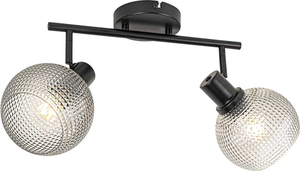 Designerski reflektor czarny z dymionym szkłem 2-światła - Chico