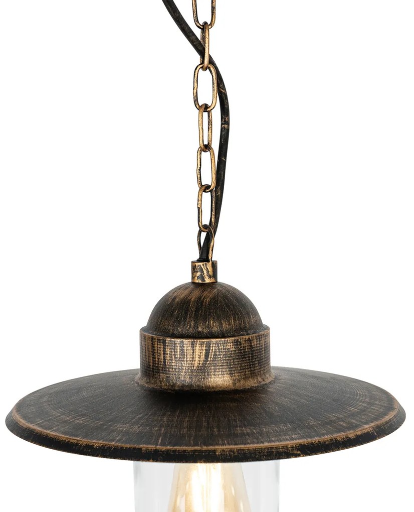 Rustykalna lampa wisząca zewnętrzna antyczne złoto IP44 - Kansas