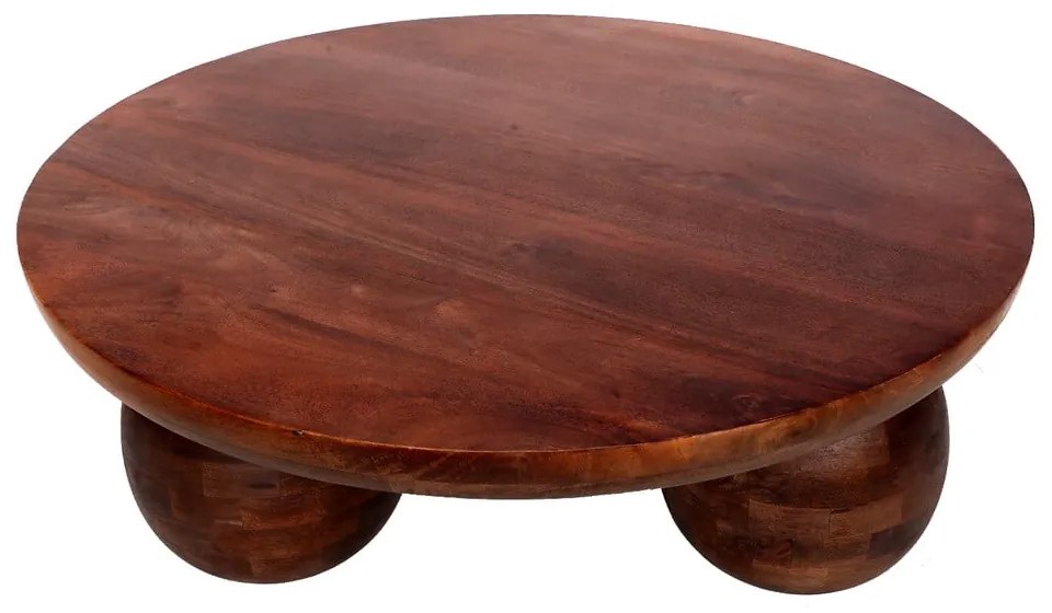 Brązowy okrągły stolik z litego drewna mango ø 100 cm Ailen – MOME