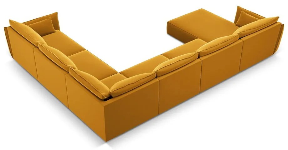 Musztardowy aksamitny narożnik (prawostronny/w kształcie litery U) Vanda – Mazzini Sofas