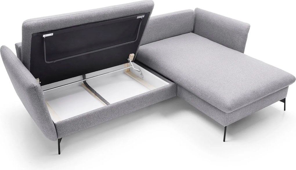 Masseno Narożnik FERRO z funkcją spania i pojemnikiem na pościel Narozniki L, Rozkładana sofa - Szary, SOLID 89