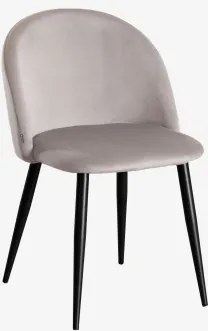Zestaw 2 Tapicerowanych Krzeseł Jadalnianych Z Stali Kana Czarny & Aksamitny Grey Taupe & Aksamitny - Sklum
