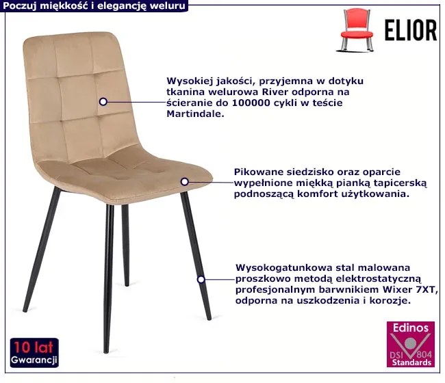 Beżowe nowoczesne pikowane krzesło - Bionis
