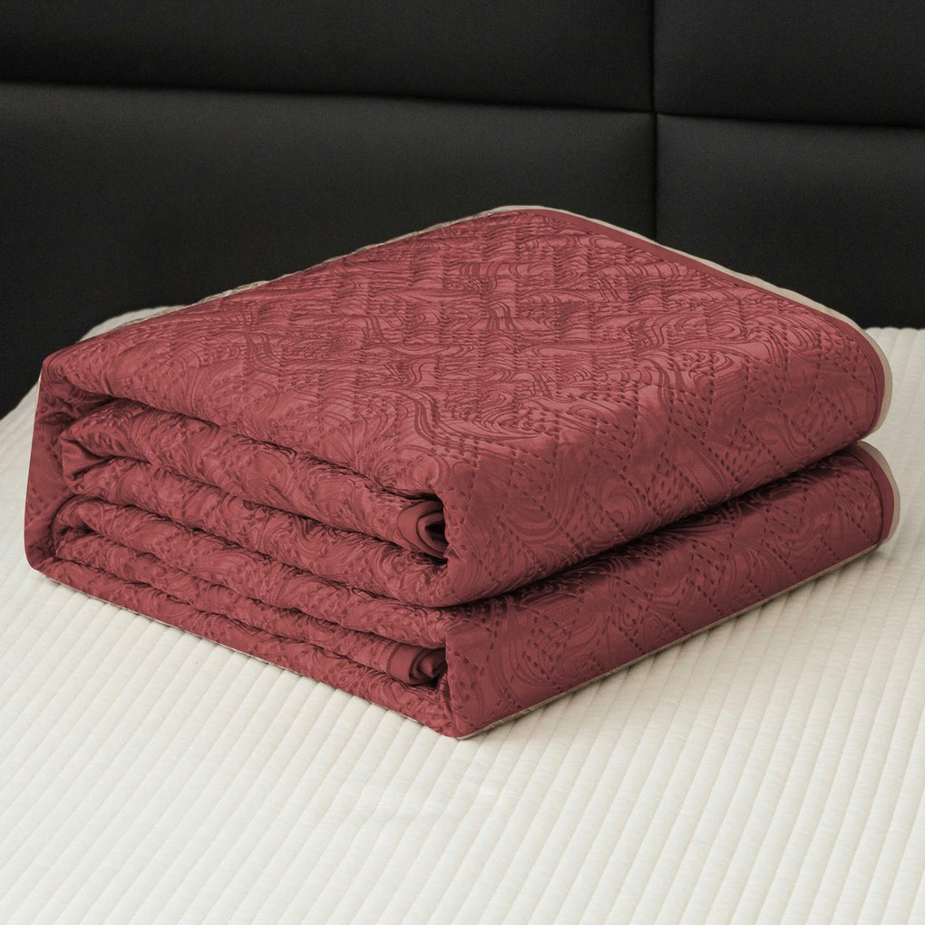 Narzuta na łóżko WICKER bordowy Rozmiar: 170 x 210 cm