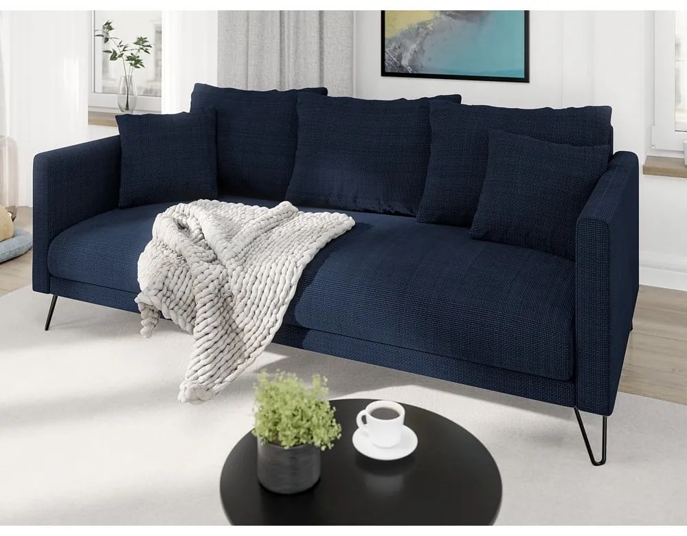 Ciemnoniebieska sofa z tkaniny szenilowej 200 cm Freya – Ropez