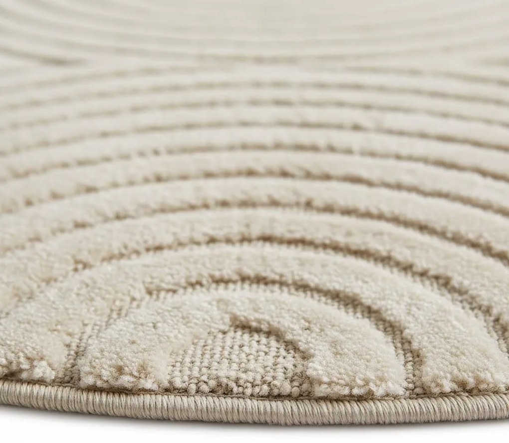 Dywan nowoczesny 3D Art kremowy Geometria koło 160 cm x 160 cm