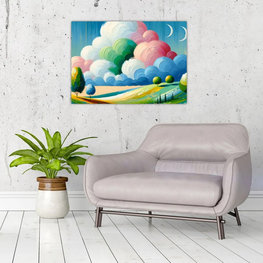 Obraz na szkle - Krajobraz z chmurą (70x50 cm)