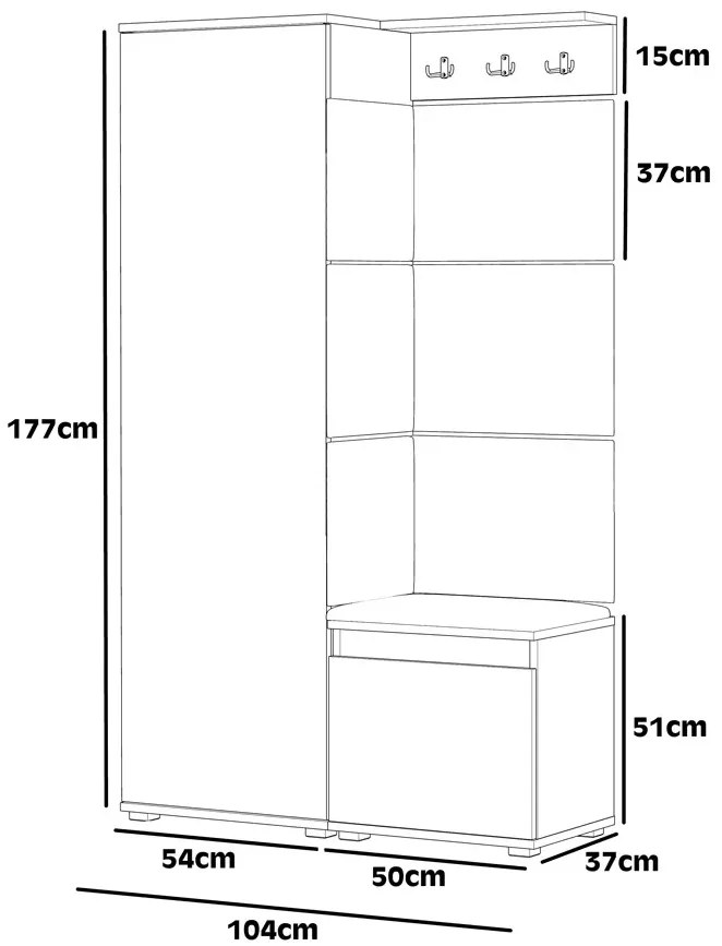 Garderoba z szafką na buty dąb craft + szary K5-B14