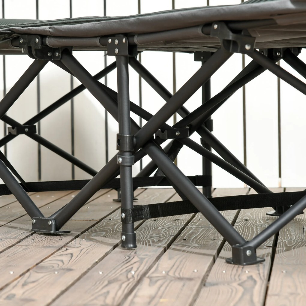 Outsunny Leżanka Słoneczna, Składana, z Regulowanym Uchwytem na Kubek, do 120 kg, 68 x 190 x 48 cm, Szara