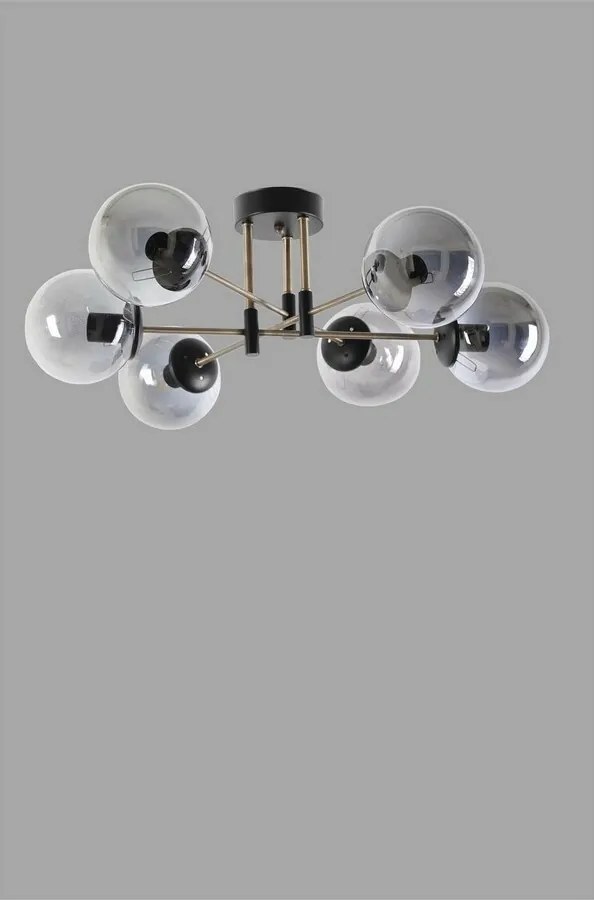 Lampa wisząca Dolunay 6 Li Siyah Füme Camli Avize,czarna