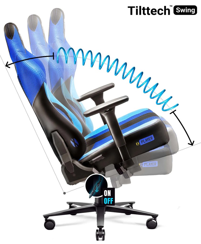 Materiałowy fotel gamingowy Diablo X-Player 2.0 King Size, Frost Black