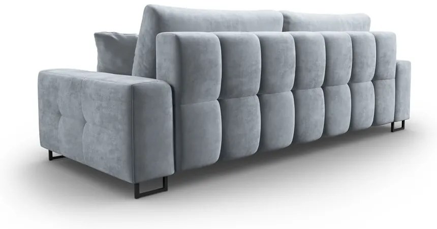 Jasnoniebieska aksamitna rozkładana sofa ze schowkiem 250 cm Wicklow – Cosmopolitan Design