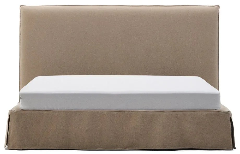 Szarobrązowe tapicerowane łóżko dwuosobowe 180x200 cm Jaira – Kave Home