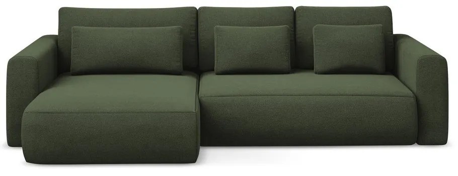Rozkładany/ze schowkiem narożnik (lewostronny/z szezlongiem) w kolorze khaki Kapua – Makamii