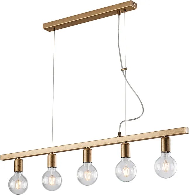 Lampa wisząca Fabian z lakierowanego żelaza w kolorze czarnym i złotym, 5 świateł, dł. 101 x 5, BL293-5-OR