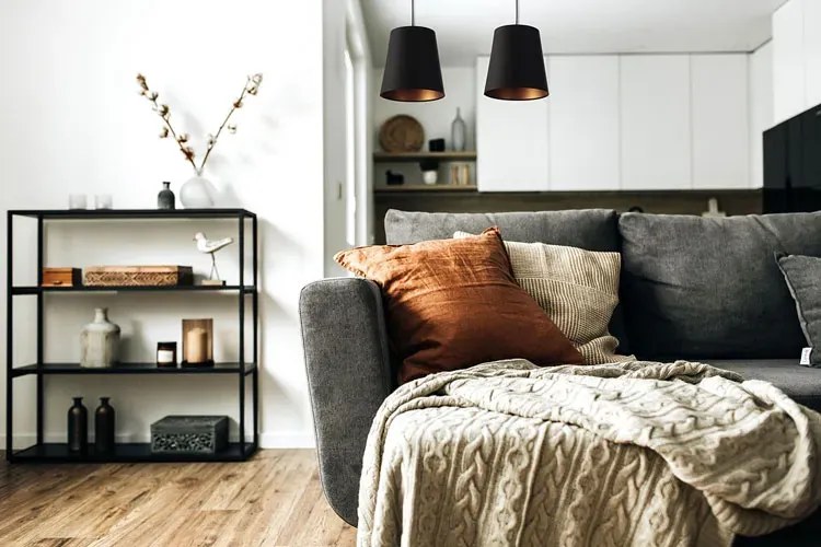 Czarno-miedziana lampa wisząca stożek glamour - 4X S404 F4-K98