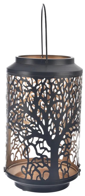 InDecor Świecznik metalowy Drzewo czarny, 18 x 18 x 28 cm, L