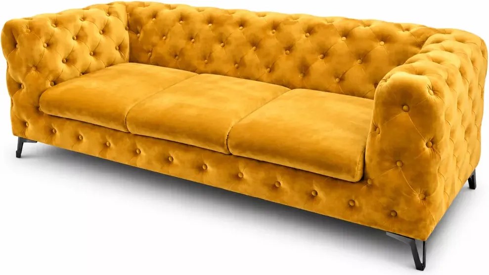 Pikowana sofa Chesterfield Moet 3 osobowa w stylu glamour