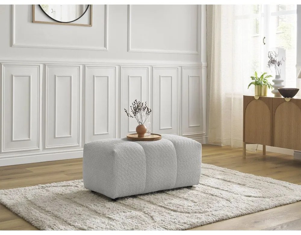 Jasnoszary podnóżek z materiału bouclé Roxelane – Bobochic Paris