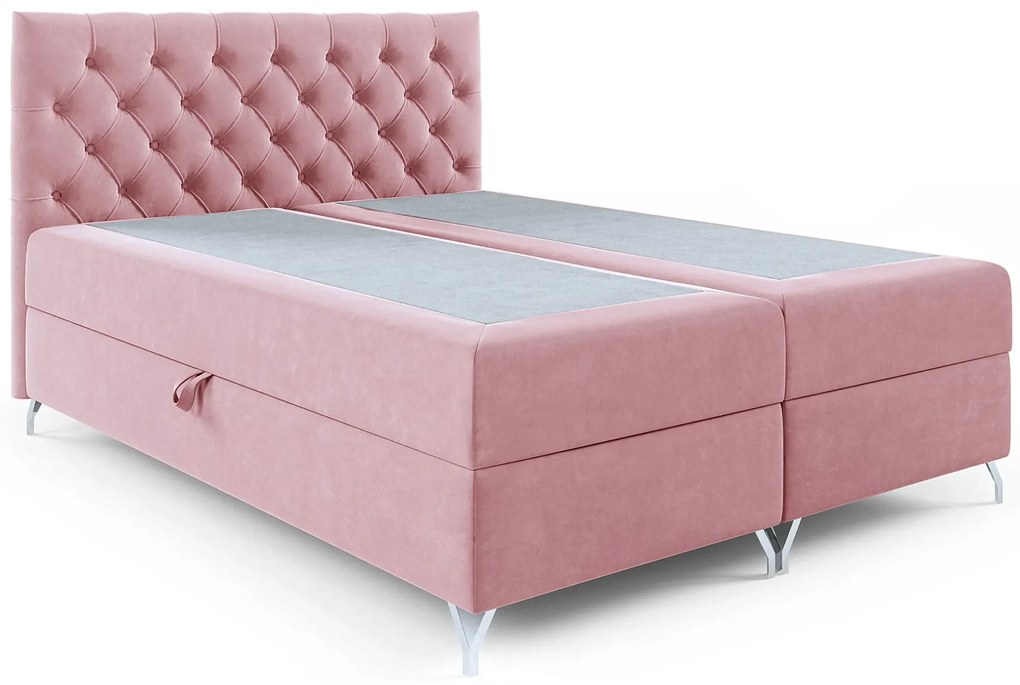 Różowe welurowe łóżko kontynentalne 5 rozmiarów A9-Z15