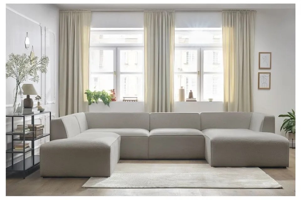 Jasnoszary narożnik modułowy z materiału bouclé (lewostronny/w kształcie litery U) Megeve – Bobochic Paris