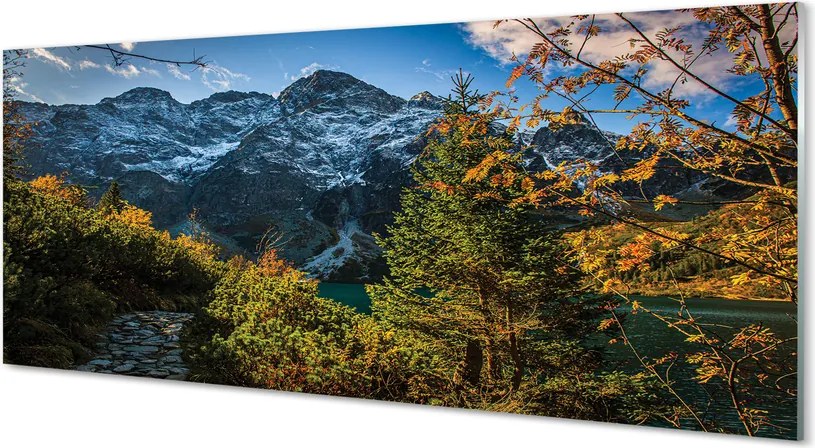 Panel szklany do Kuchni Alpejski Krajobraz z Jeziorem