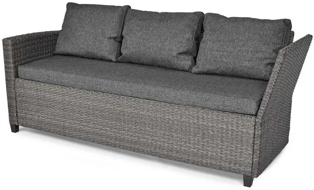 Zestaw mebli ogrodowych z narożnikiem i pufami Sztokholm Plus, grafitowy