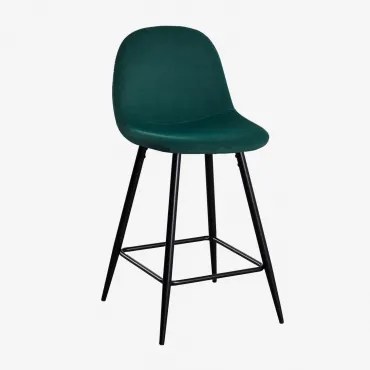 Zestaw 4 Wysokich Stołków Z Aksamitu Glamm Negro & Verde Jungla & ↑65 Cm - Sklum