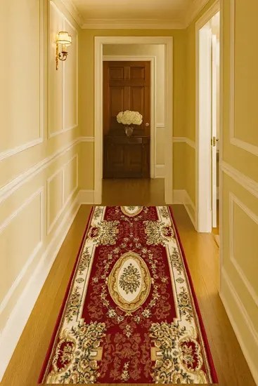 Czerwony elegancki chodnik dywanowy na metry W0-W49