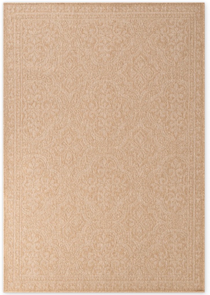 Dywan zewnętrzny dwustronny Duet Ornament beżowo-kremowy 200 cm x 290 cm