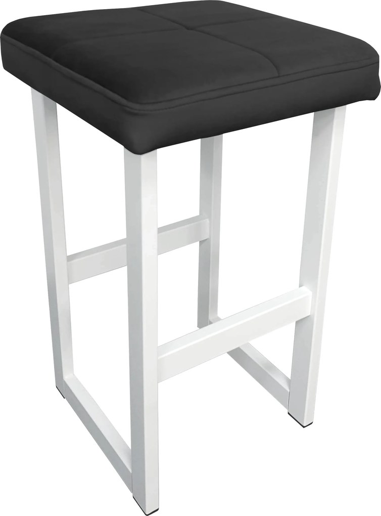 Hoker ALEX krzesło barowe tkanina Welur podstawa metalowa : Kolor Stelaża - Biały, Kolor tkaniny - VELVET - MG19, Wysokość - 75 cm