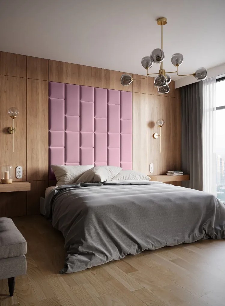 Zestaw 24 paneli tapicerowanych QUADRATTA 180x180 różowy ELTAP