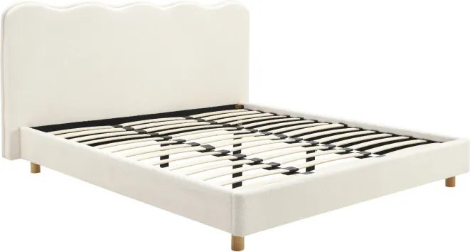 Łóżko Tapicerowane 180x200 cm IZMIR ze Stelażem Dwuosobowe Boucle Kremowe