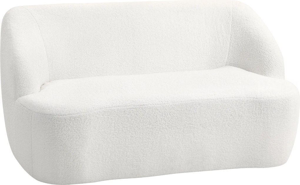 HOMCOM Sofa 2-osobowa, zaokrąglony design, kanapa z pokryciem fleece, do salonu, sypialni, biura, Kremowy