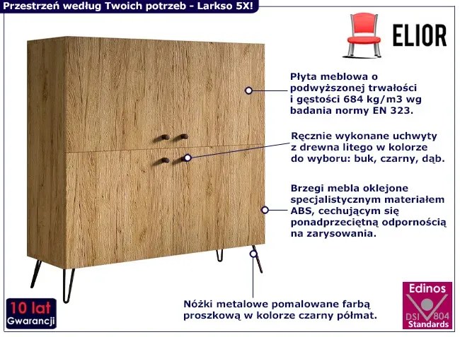 Wysoka komoda z nóżkami typu hairpin legs - Zorina 5X