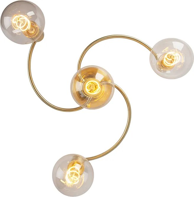 Lampa sufitowa w stylu art deco mosiądz 4-światłowa - Facil