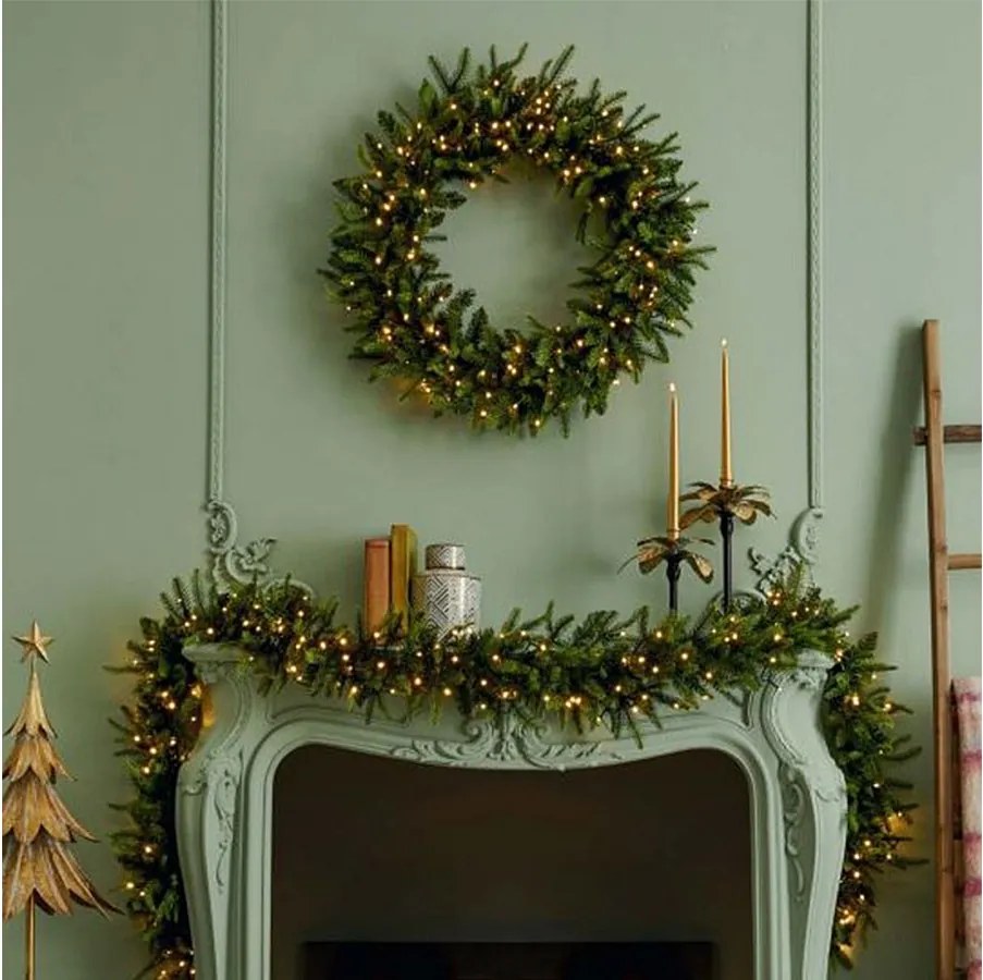 Wieniec świąteczny "Madame" z mikro diodami LED za drzwiczkami, z PE, z efektem prawdziwego dotyku, 45 cm