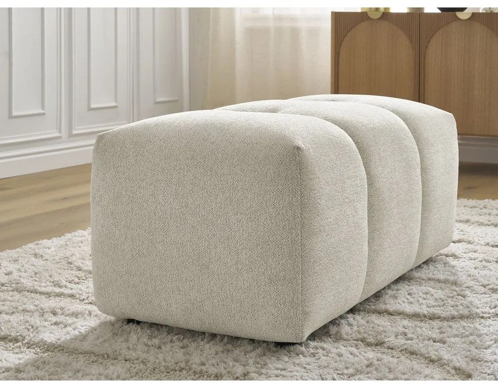 Biały podnóżek z tkaniny szenilowej Roxelane – Bobochic Paris