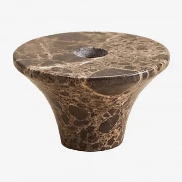 Świecznik Z Naturalnego Kamienia Bellvion Brązowy Marmur - Sklum