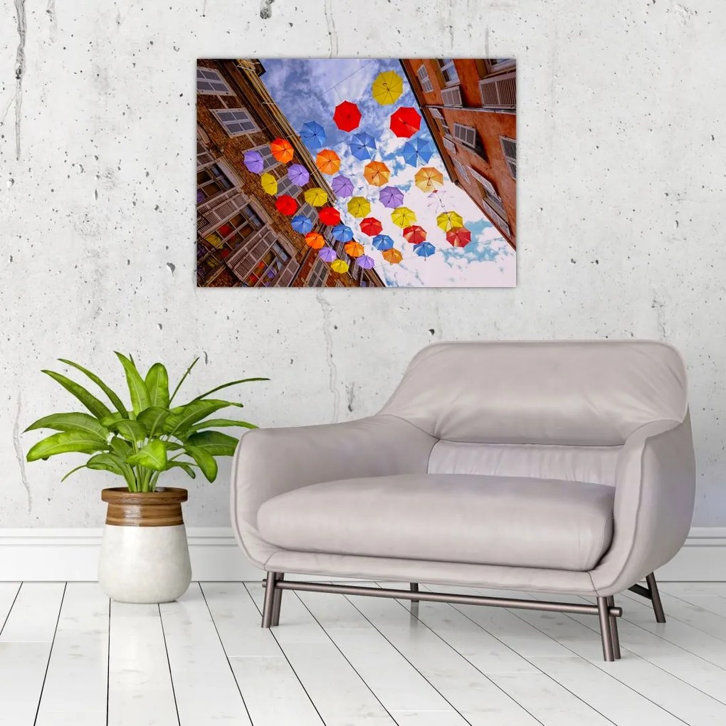 Obraz kolorowych parasoli (70x50 cm)
