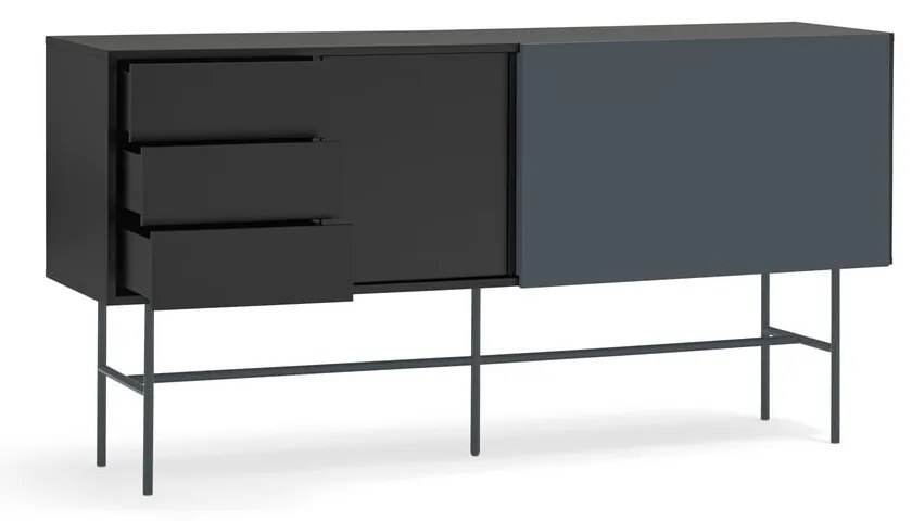 Czarno-antracytowa niska komoda z drzwiami przesuwnymi 180x91 cm Nube – Teulat