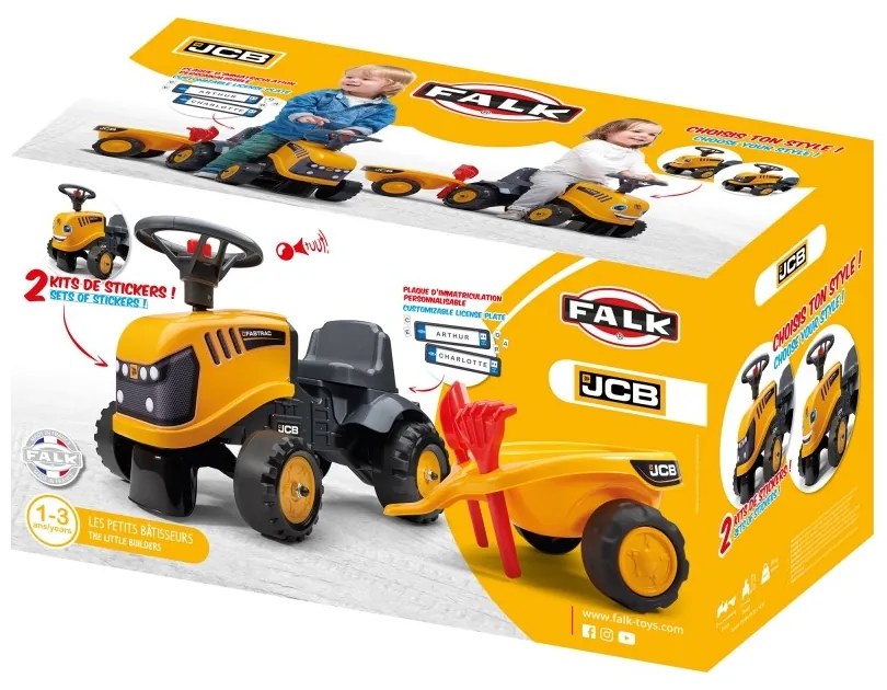Falk traktorek jcb pomarańćzowy z przyczepką od 1 roku